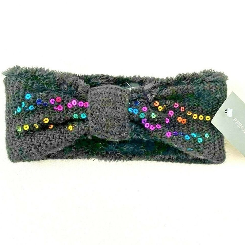 French Connection Knotted Sequin Knit Head Bandana